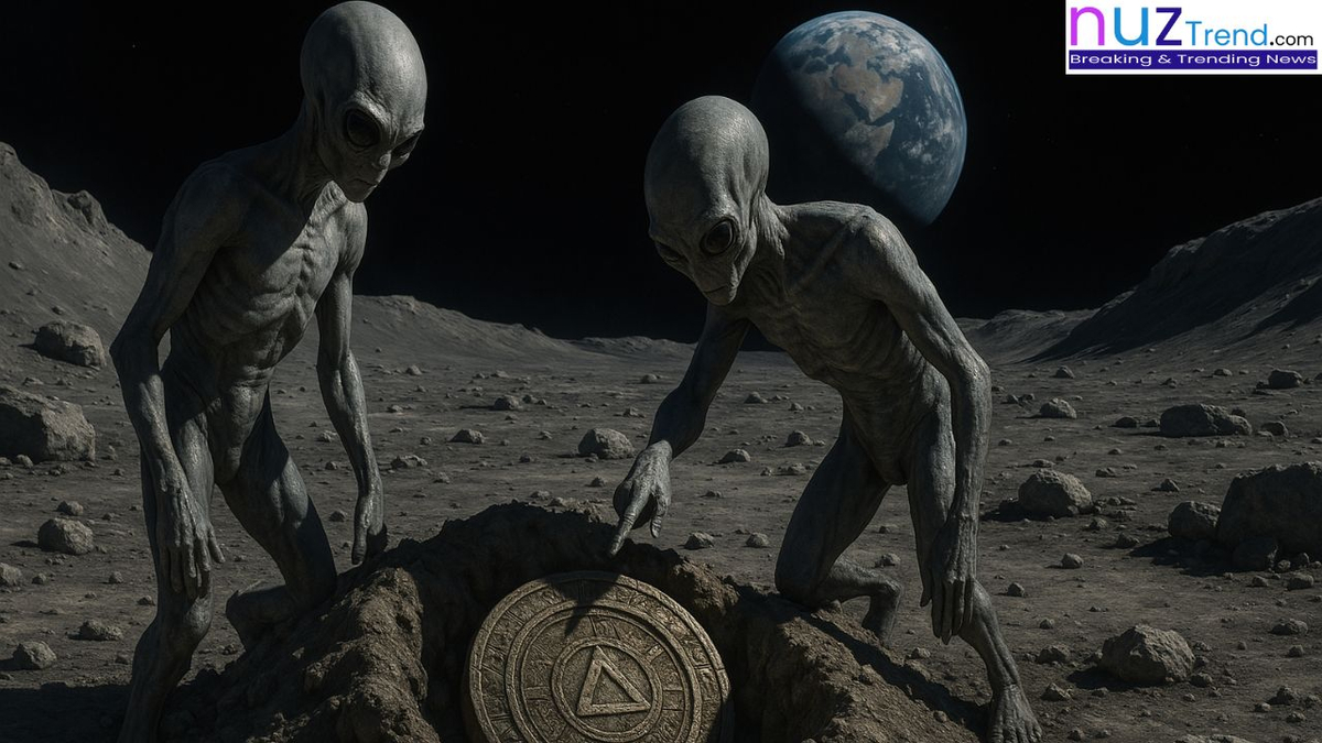 Aliens discovering a hidden relic on the Moon