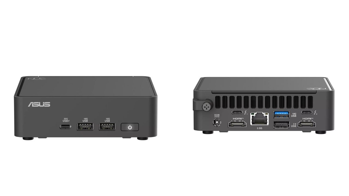 ASUS NUC 15 Pro Mini PC front view with compact AI-powered design