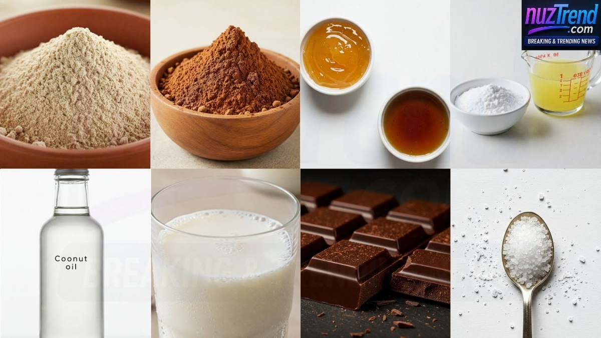 Choco lava cake ingredients laid out on a table