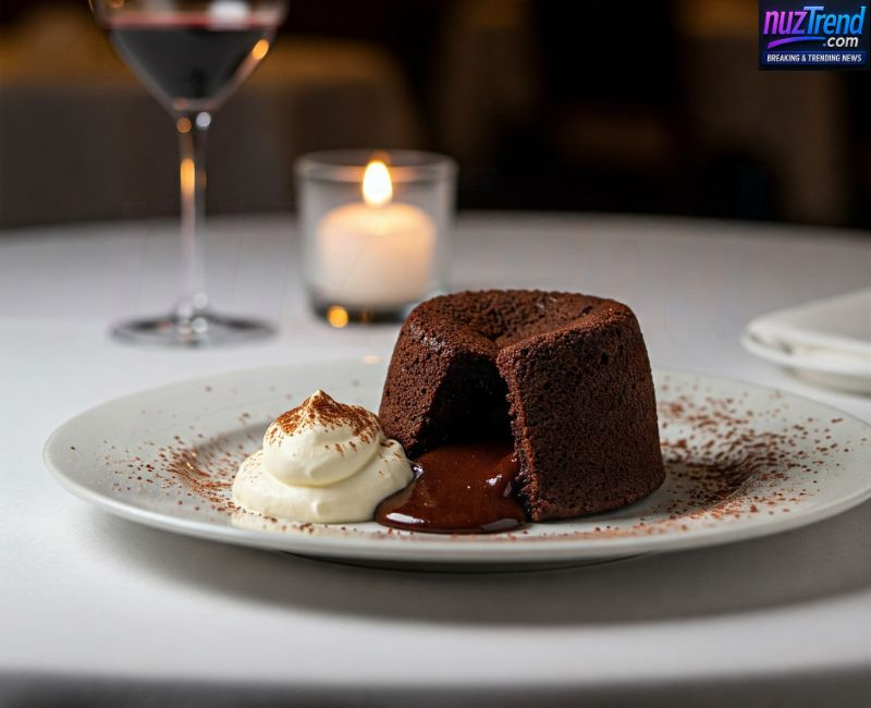 Finished lava cake served on a plate