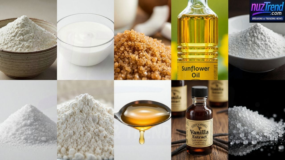 Ingredients for eggless white cake