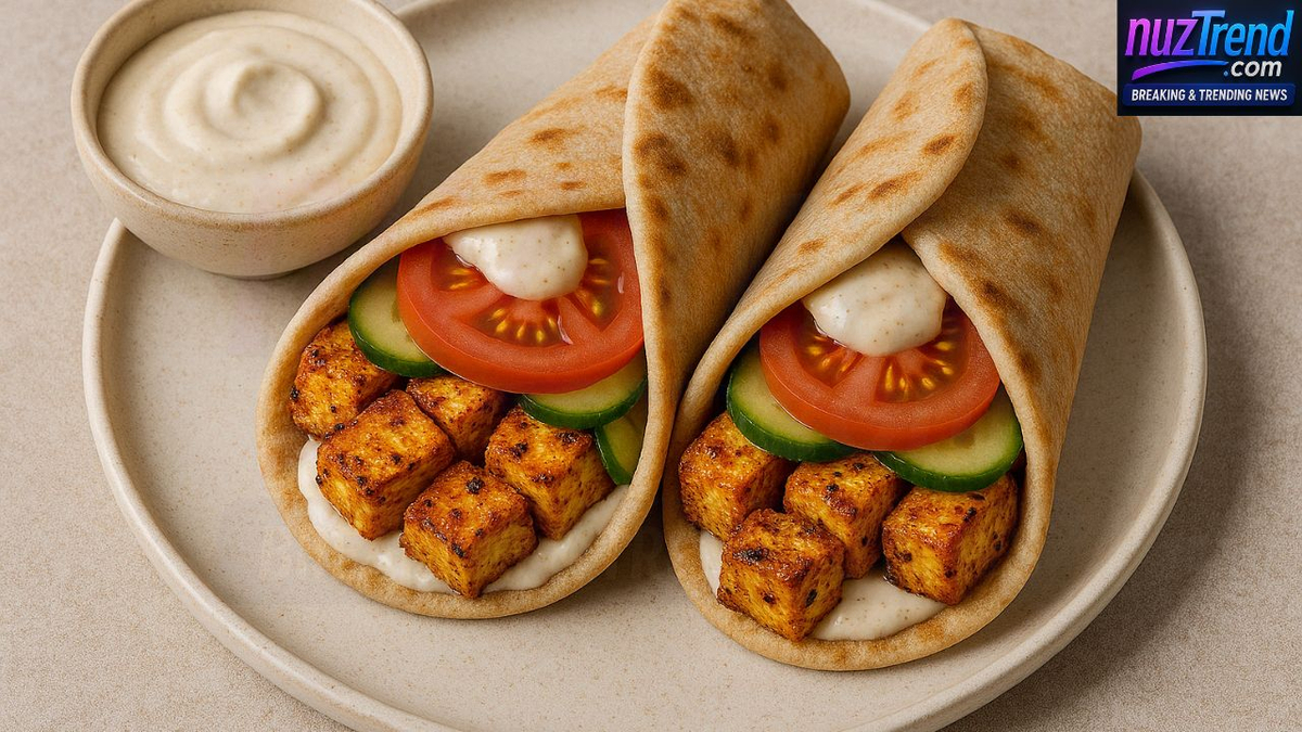 Serving paneer shawarma wraps