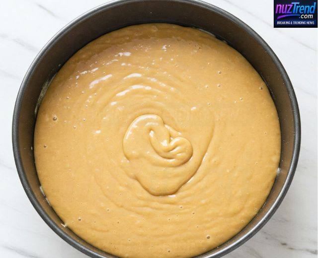 Pour batter into cake pan
