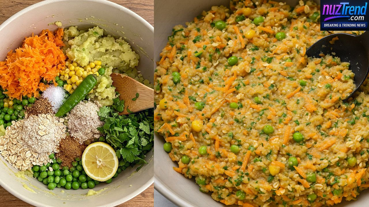 Mixing veggie patty ingredients