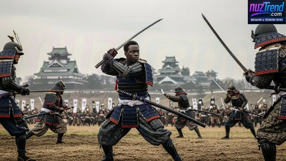 Depiction of Yasuke fighting alongside samurai in battle